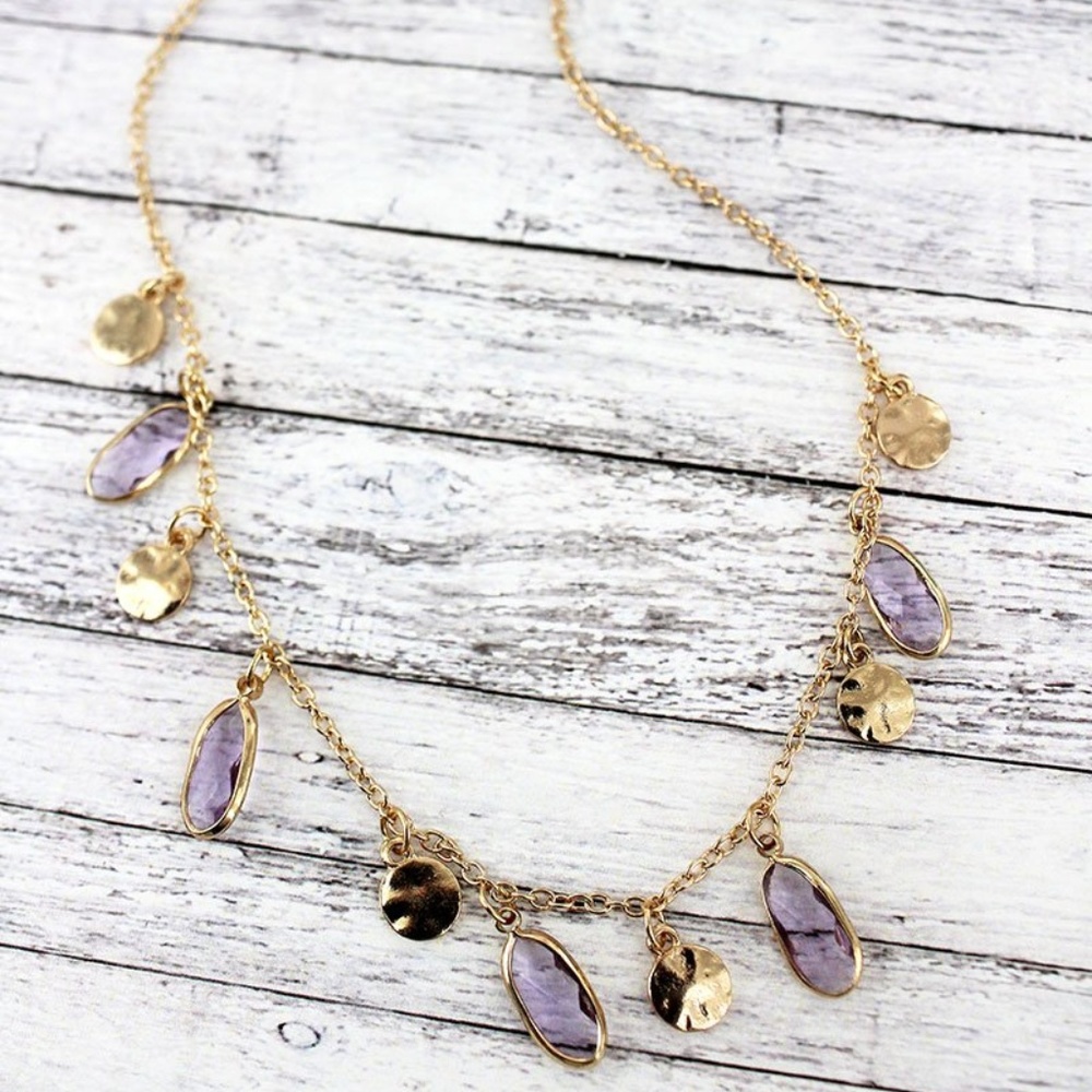 VIOLET OVAL GEMSTONE NECKLACE